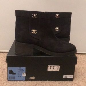 Chanel Black Turn Key Boots. Size 41.5. Authentic!